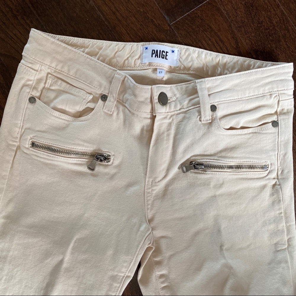 Paige Indio Zip cream skinny jeans Size 27